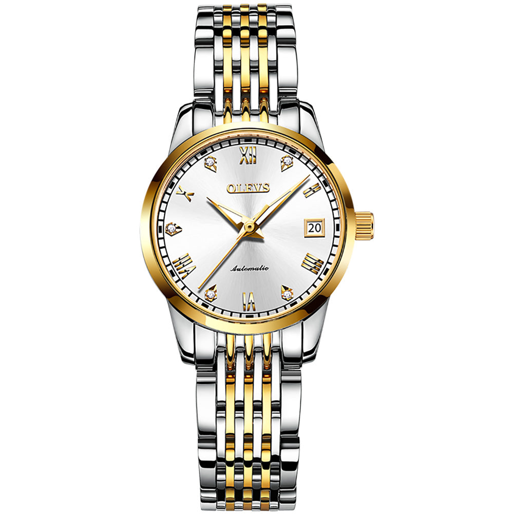 Two Tone Strap-White Dial Gold Trim