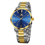 Two Tone Strap-Blue Dial Gold Trim