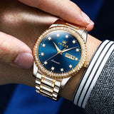 Two Tone Strap-Blue Dial Gold Trim