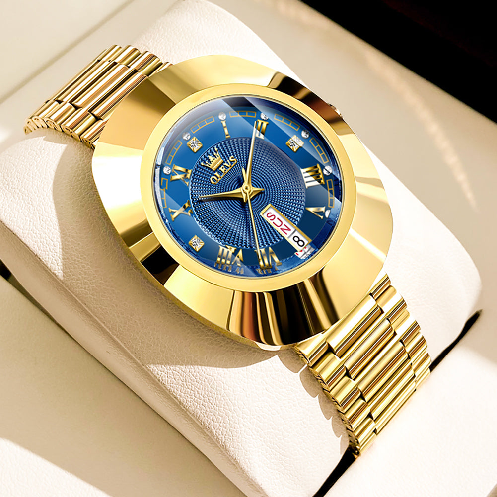 Gold Strap-Blue Dial Gold Trim