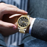 Two Tone Strap-Black Dial Gold Trim