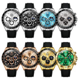 OLEVS 2875 Watches for Men Chronograph Multifunction Diamond Luminous Waterproof Silicone Wrist Watches