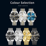 OLEVS 3673 Watches For Men Business Dress Luxury Casual Chronograph Multifunction Analog Quartz Stainless Steel Waterproof Luminous Moon Phase Date Men Wrist Watches Reloj Para Hombre