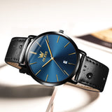 OLEVS  5869 Watches for Men Minimalist Ultra Thin Fashion Casual Analog Quartz Date Watch Waterproof Slim Simple Big Face Dress Mens Wrist Watches with Retro Leather Band for Men Reloj para Hombre