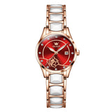 Rose Strap-Red Dial Rose gold Trim