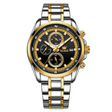 Two Tone Strap-Black Dial Gold Trim