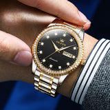 Two Tone Strap-Black Dial Gold Trim