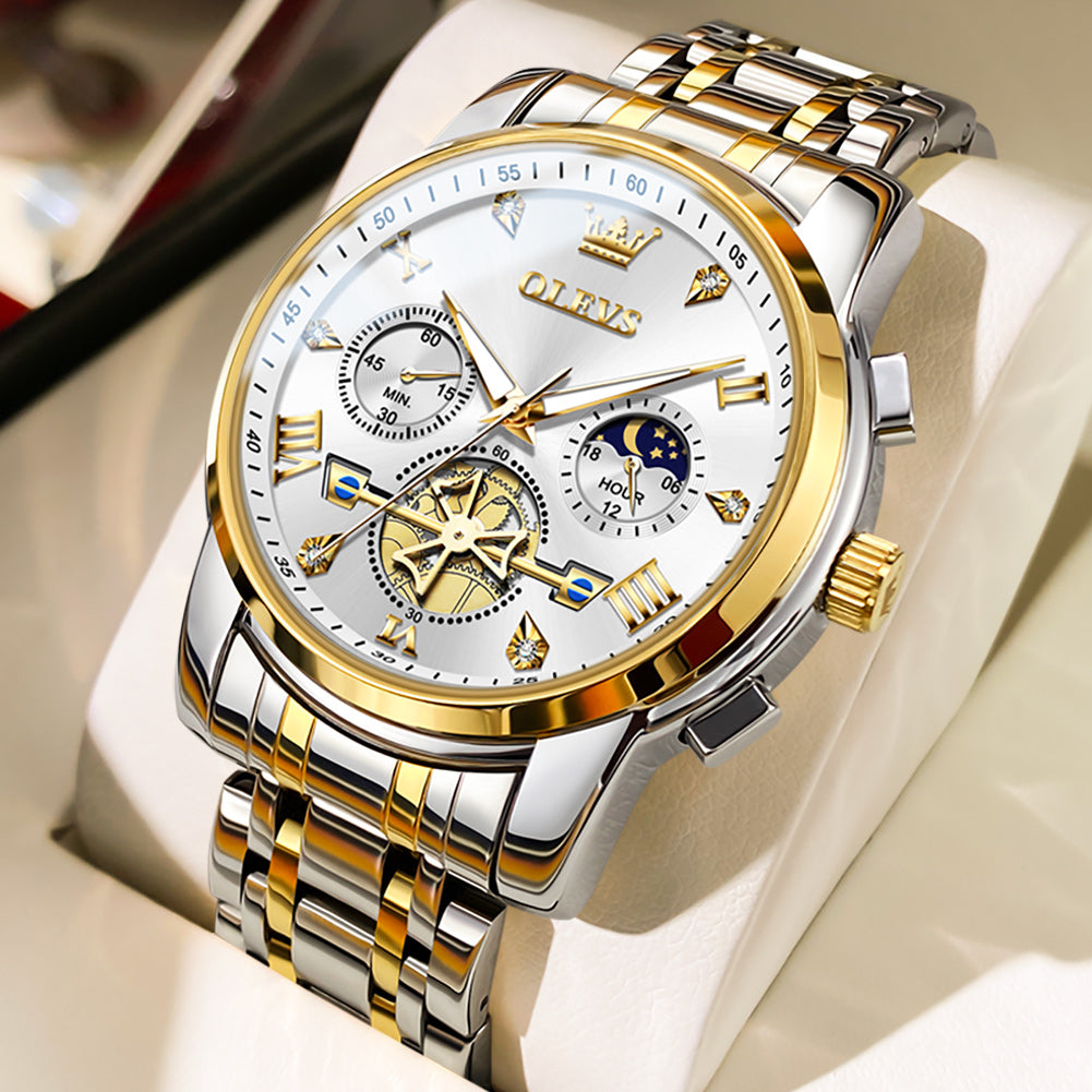 Two Tone Strap-White Dial Gold Trim