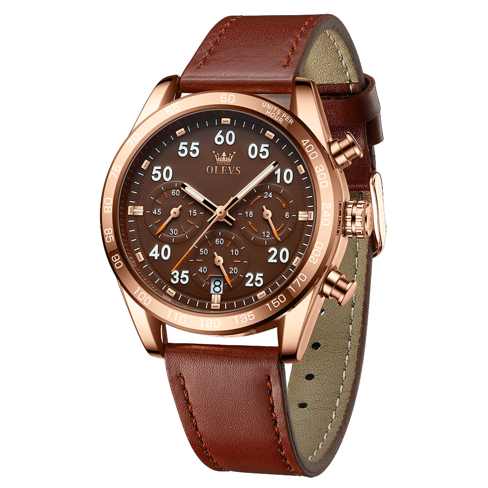 Brown Strap-Brown Dial Rose Trim