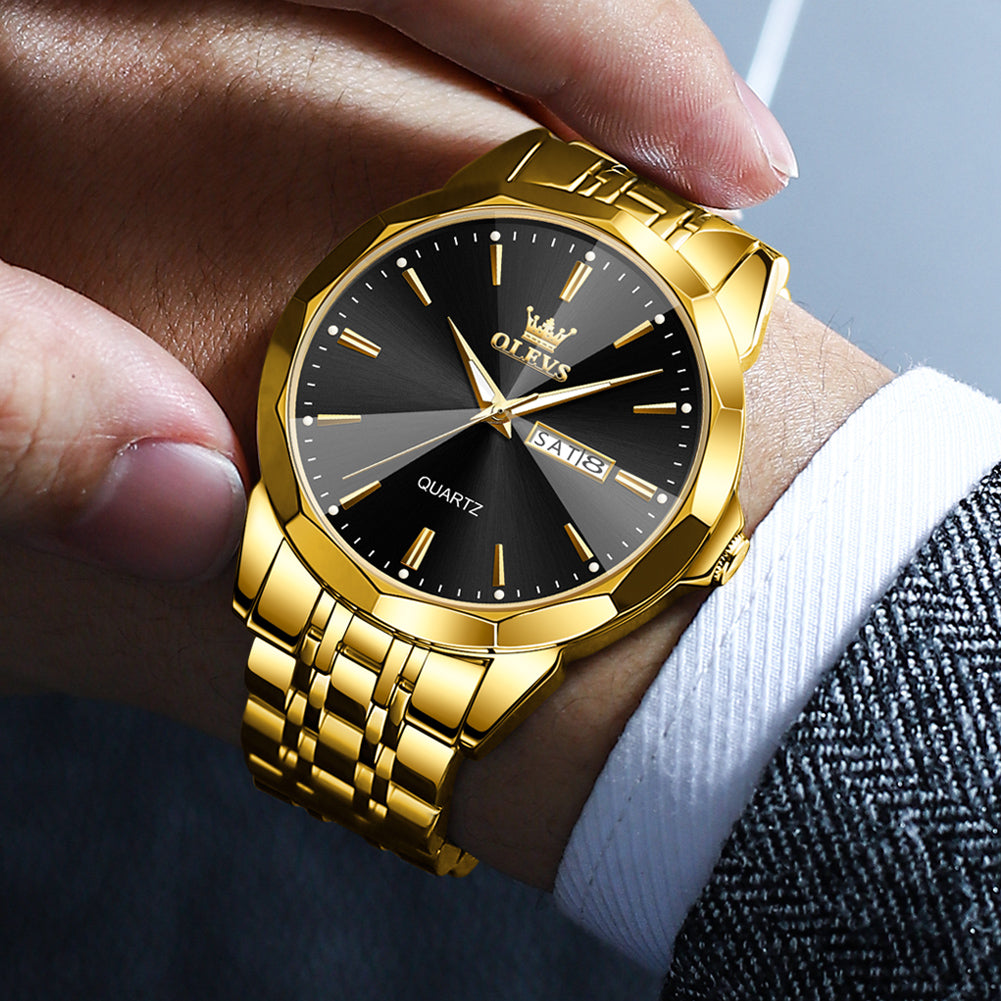 Gold Strap-Black Dial Gold Trim