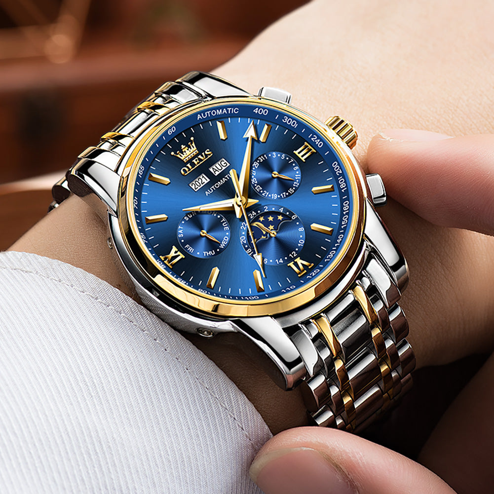 Two Tone Strap - Blue Dial Gold Trim