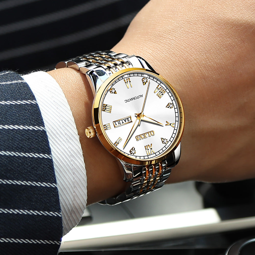 Two Tone Strap-White Dial Gold Trim