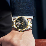 Two Tone Strap-Black Dial Gold Trim