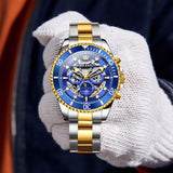 OLEVS 6715 Automatic Watches for Men Skeleton Self Winding Mechanical Fashion Dress Chronograph Moon Phase Stainless Steel Waterproof Luminous Mens Wrist Watches Gift Reloj Para Hombre