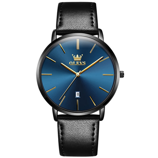 OLEVS  5869 Watches for Men Minimalist Ultra Thin Fashion Casual Analog Quartz Date Watch Waterproof Slim Simple Big Face Dress Mens Wrist Watches with Retro Leather Band for Men Reloj para Hombre