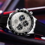 OLEVS 2875 Watches for Men Chronograph Multifunction Diamond Luminous Waterproof Silicone Wrist Watches