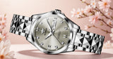 OLEVS 3262 Automatic Womens Watch Blue Two Tone Date Watches Mechanical Calendar Watches Diamond Fashion Waterproof Female Wrist Watch