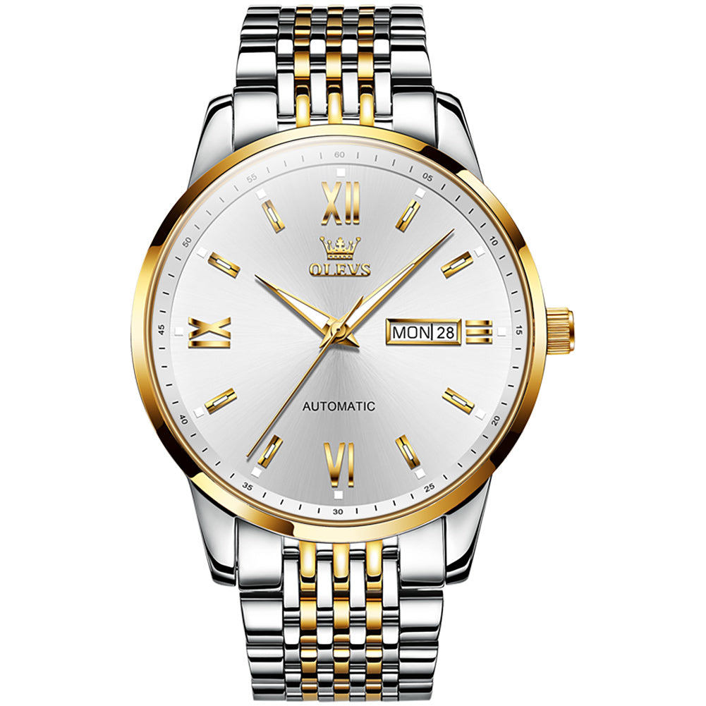 Two Tone Strap-White Dial Gold Trim