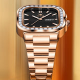 Rose Strap-Black Dial Rose gold Trim