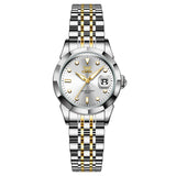 Two Tone Strap-White Dial Silver Trim