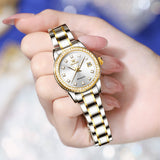 Two Tone Strap-White Dial Gold Trim