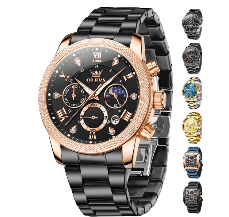 OLEVS Watches for Men 3660 Rose Black