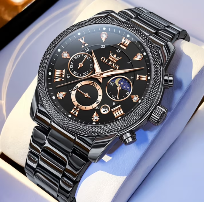 OLEVS Watches for Men 3660 Black Rose