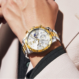 OLEVS Watches for Men 3678 Golden White