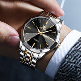 Two Tone Strap-Black Dial Silver Trim