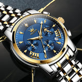 Two Tone Strap-Blue Dial Gold Trim