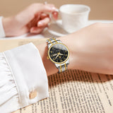 Two Tone Strap-Black Dial Gold Trim