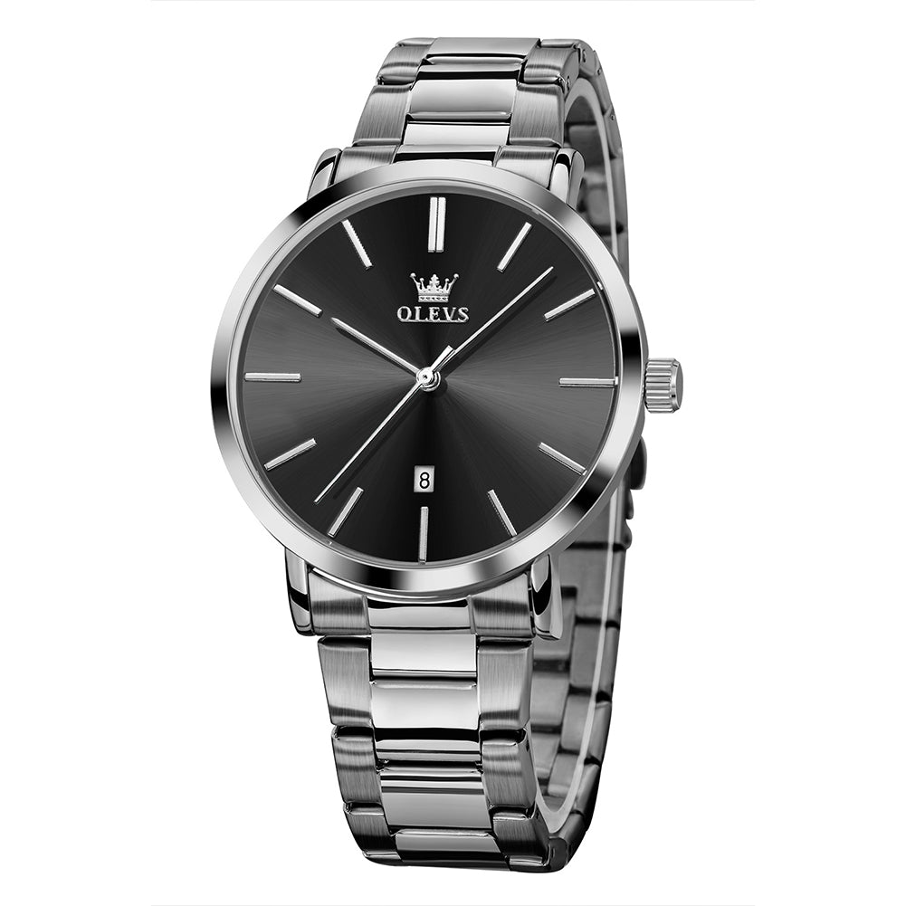 Silver Strap-Black Dial Silver Trim