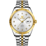 Two Tone Strap-White Dial Gold Trim