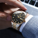 Two Tone Strap-Black Dial Gold Trim