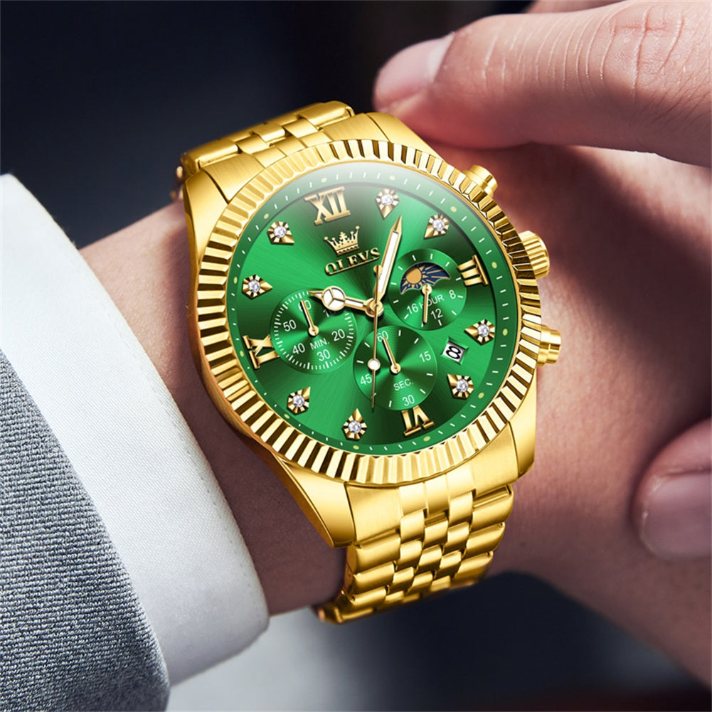 Gold Strap-Green Dial Gold Trim