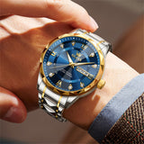 Two Tone Strap-Blue Dial Gold Trim