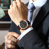 Brown Strap-Black Dial Rose Trim