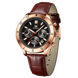 Brown Strap-Black Dial Rose Trim