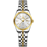 Two Tone Strap-White Dial Gold Trim