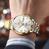 Two Tone Strap-White Dial Gold Trim