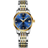 Two Tone Strap-Blue Dial Gold Trim