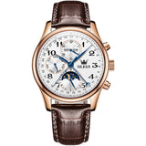 Brown Strap-White Dial Rose gold Trim