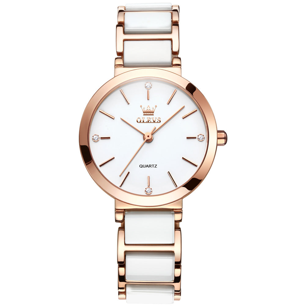 Two Tone Strap-White Dial Rose gold Trim