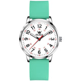 Green Strap-White Dial Silver Trim