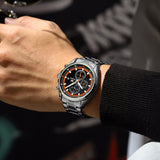 Black Strap- Orange Dial Black Trim