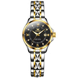 Two Tone Strap-Black Dial Gold Trim