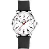 Black Strap-White Dial Silver Trim