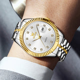 Two Tone Strap-White Dial Gold Trim