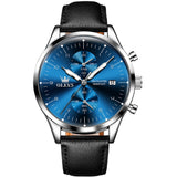 Black Strap-Blue Dial Silver Trim