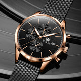 Black Strap-Black Dial Rose gold Trim